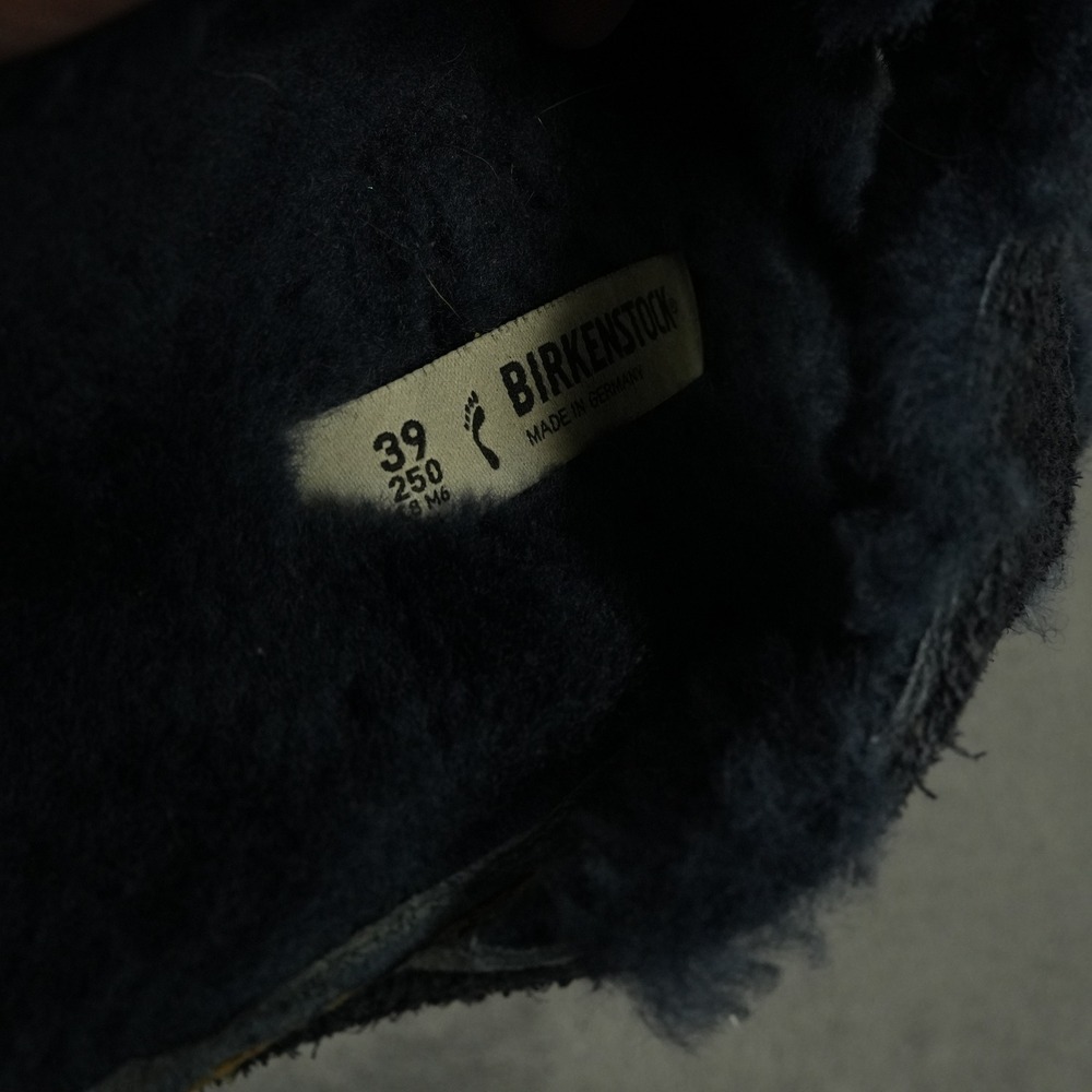 Birkenstock Arizona Sandals Womens 39 Narrow Midnight Blue Suede Shearling Slide - Picture 3 of 7